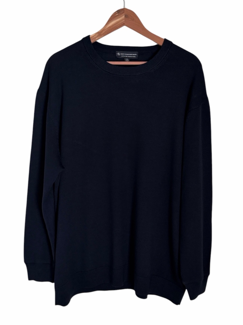 Hart Schaffner Marx Mens XL Navy Extra Fine Merino Wool Crewneck Sweater
